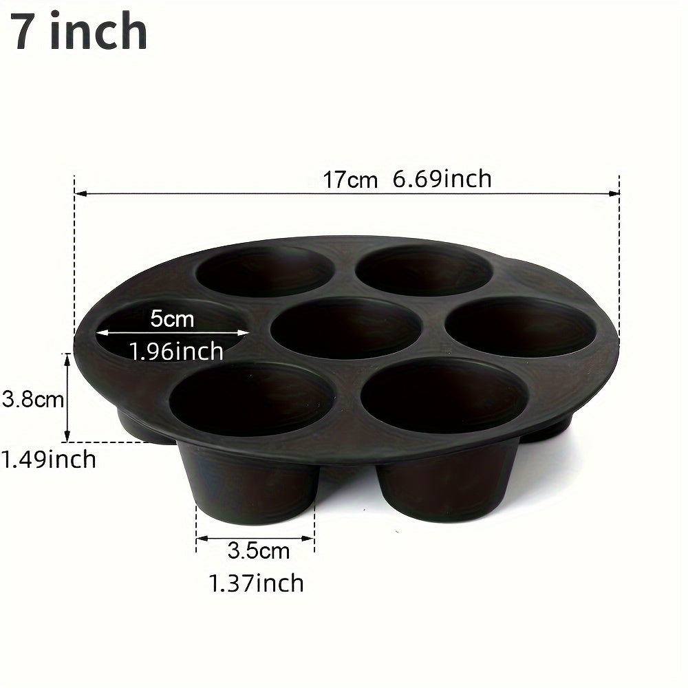 7-Cup Silicone Muffin Mold Nonstick Round Cupcake Pan for Air Fryer Microwave Oven