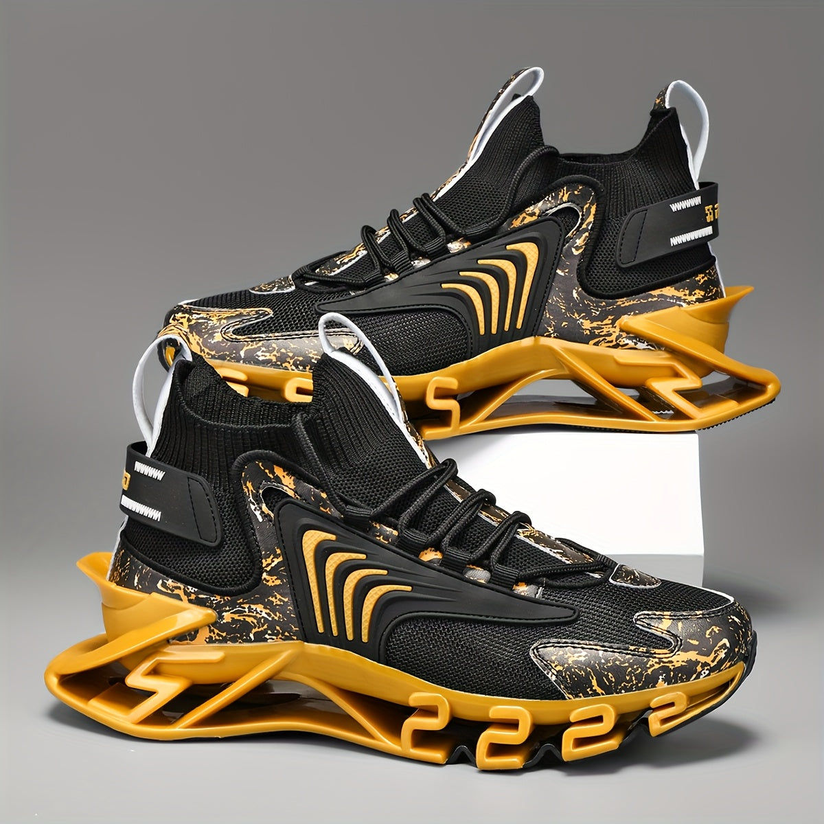 Men's Solid Blade Sneakers Non-Slip Lace-Up Casual Running Outdoor Shoes