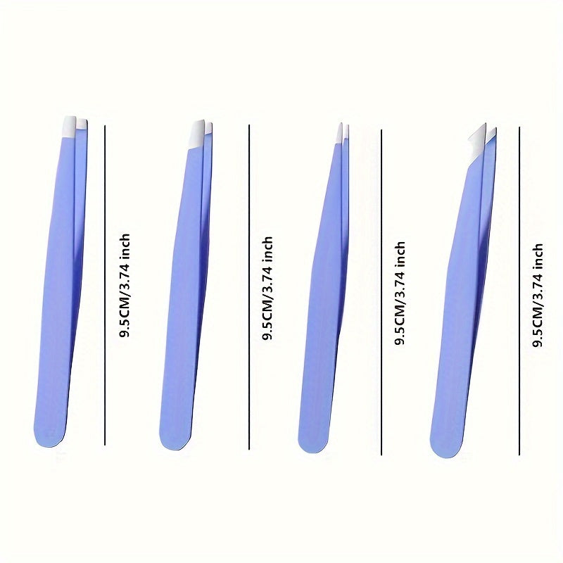 4Pcs Stainless Steel Eyebrow Tweezers Set for Eyelash Removal Rustproof Durable