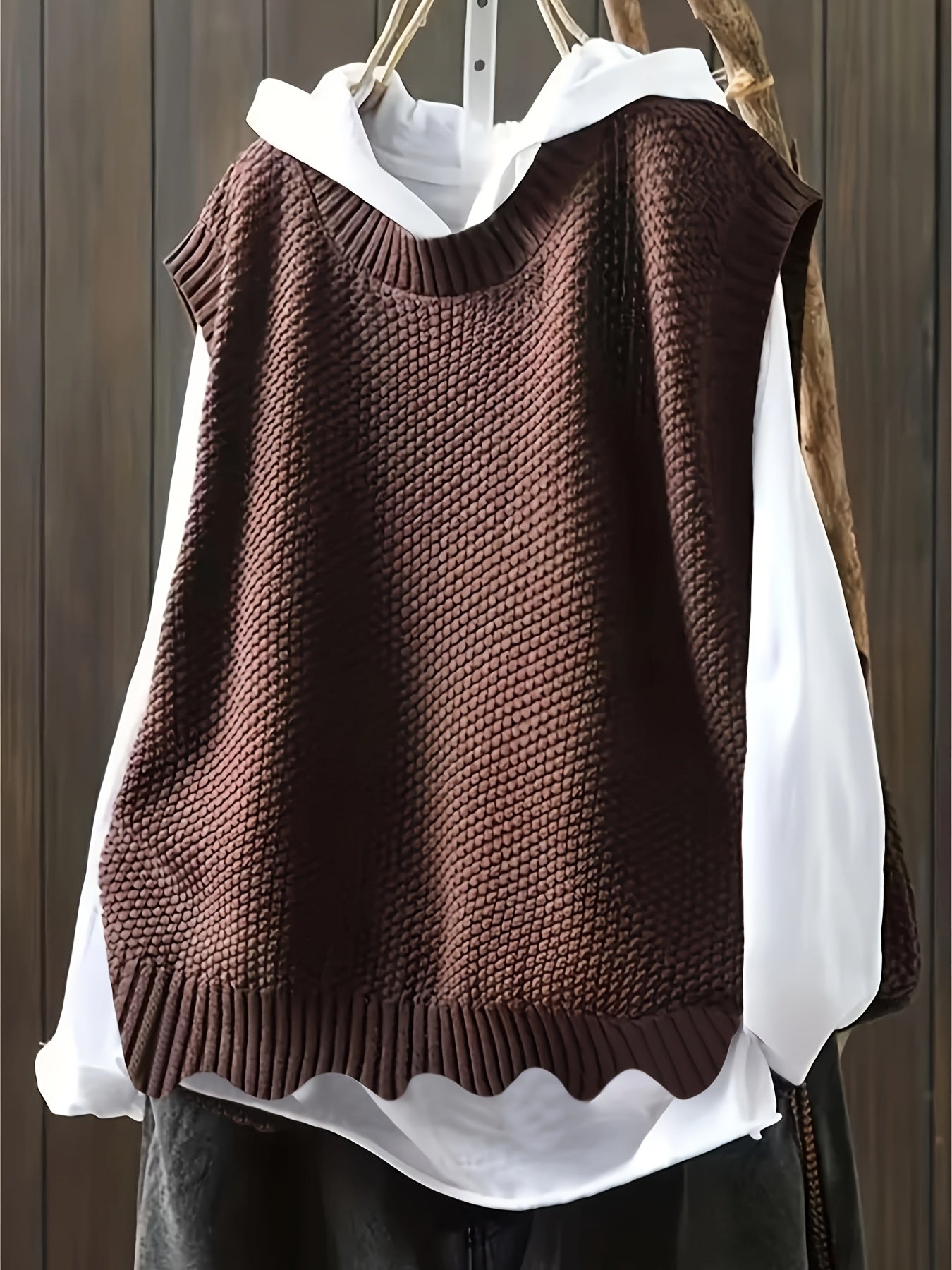 Plus Size Women's Sleeveless Vest with Asymmetrical Hem and Round Neck