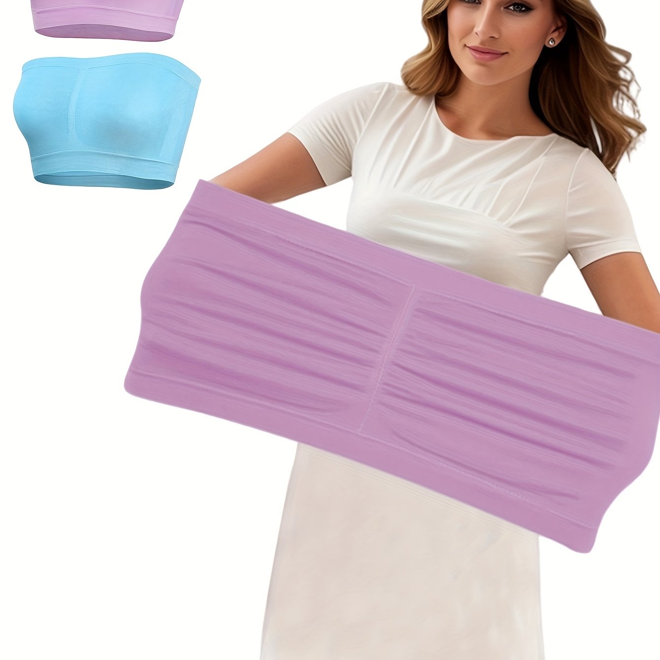 Women Seamless Wireless Sports Bra Light Purple Blue Strapless Yoga Breathable Pair