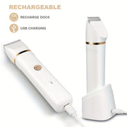 Recortadora de bikini 2 en 1 para mujeres, para cuerpo y rostro, eliminación de vello, kit recargable