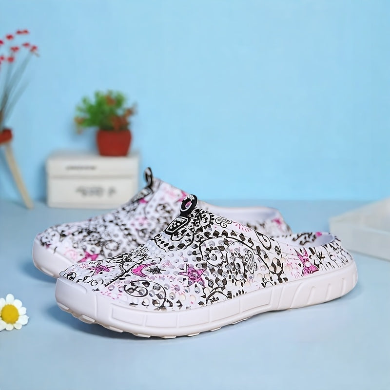 Women's and Men's All-Season Mesh Slip-On Garden Clogs with Floral Print