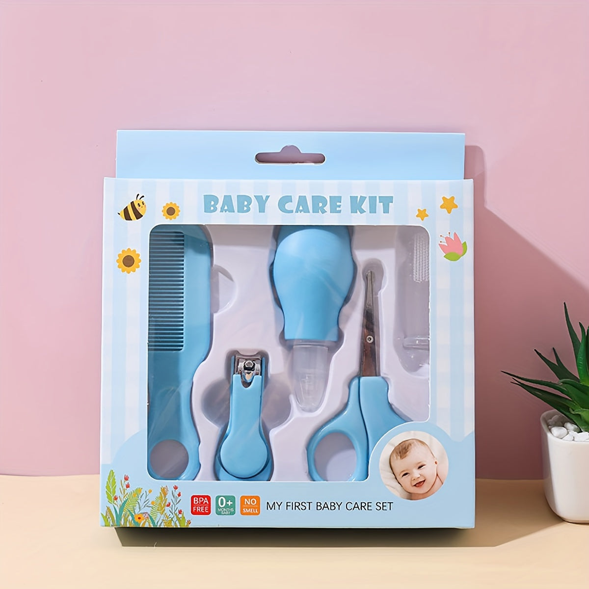 Baby Care Set 5 Pieces for 3 Years Plus with Nasal Aspirator Nail Clippers and Comb