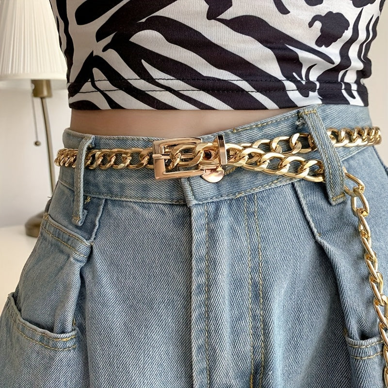 Unisex Gold and Silver Waist Chain with Buckle