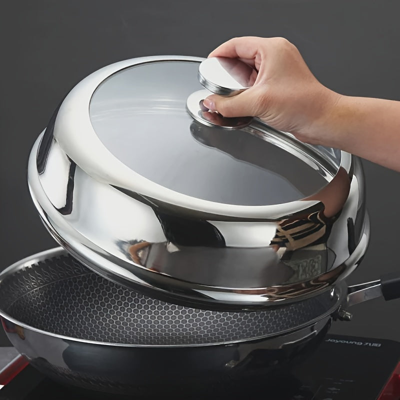 Stainless Steel Frying Pan and Steamer Lid with Glass Cover for Kitchen