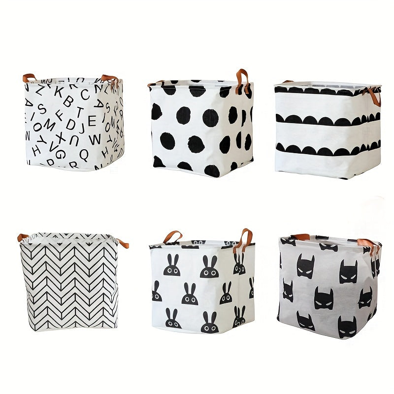 Printed Storage Cube Basket for Home Organization Cotton Linen Foldable Toy and Laundry Bin