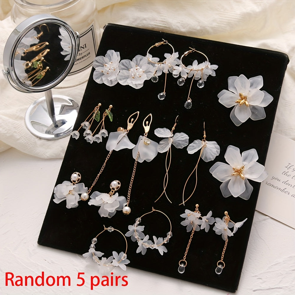 Set of 10 Minimalist Floral Faux Pearl Earrings for Elegant and Versatile Style