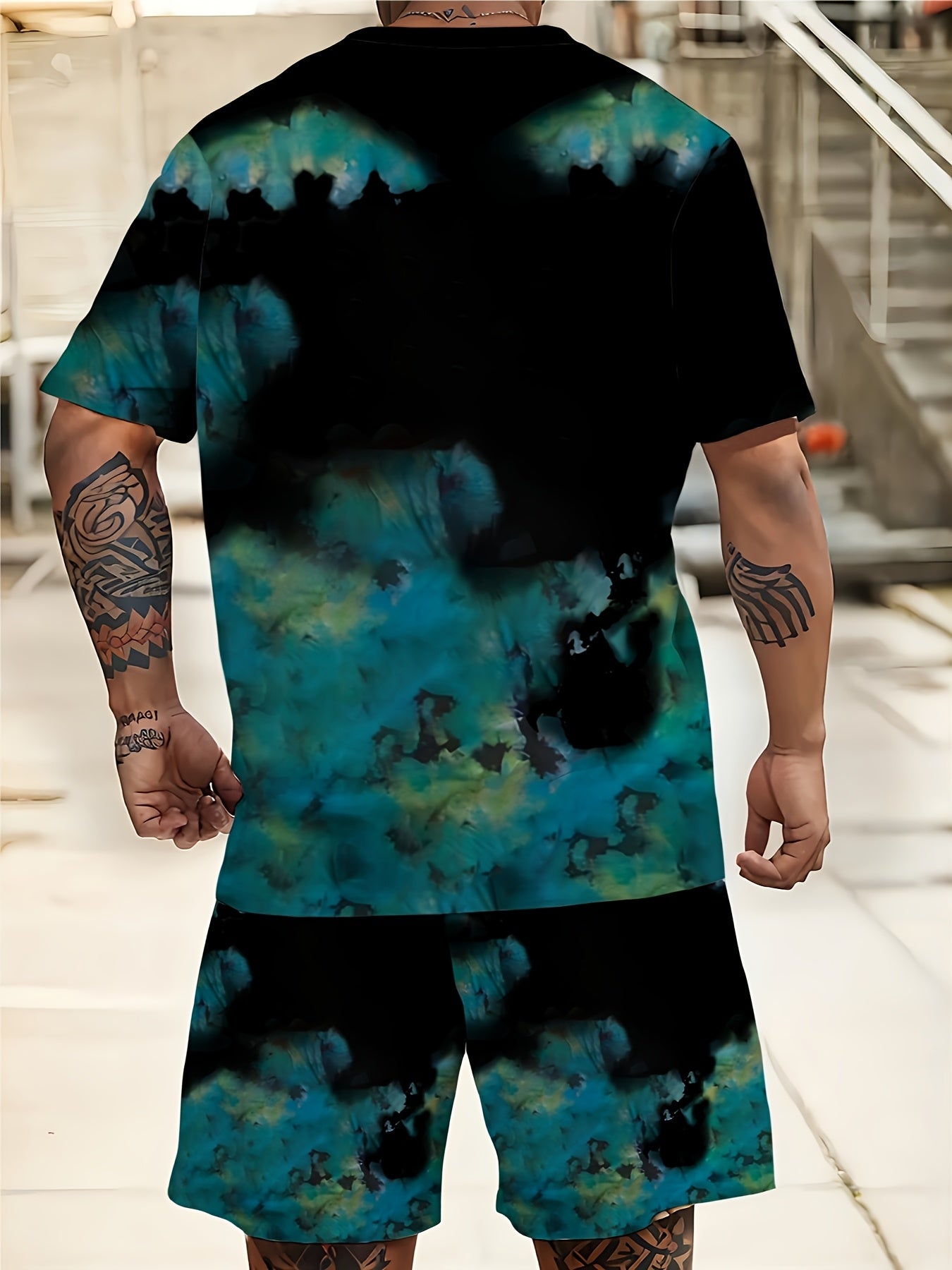 Мужской комплект футболки с аниме-принтом и шортов в стиле кэжуал уличный стиль, большой размер