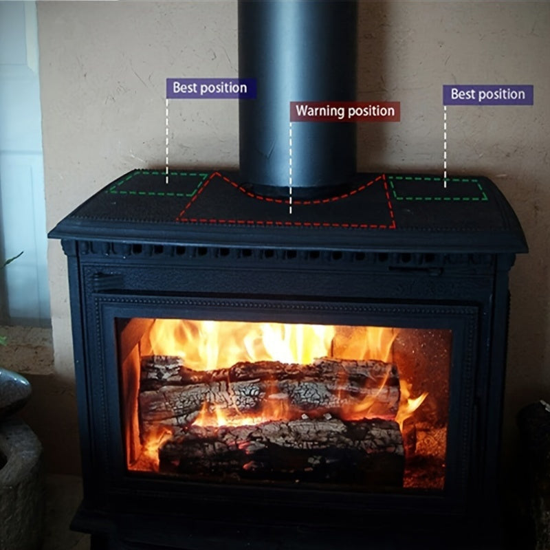 6-Blade Thermal Venturi Stove Fan for Wood and Gas Heating Durable Aluminum