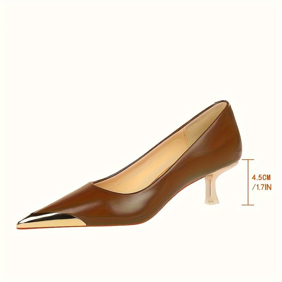 Women's Stiletto Heels Vintage European American Style Pointed Toe Metal Accents