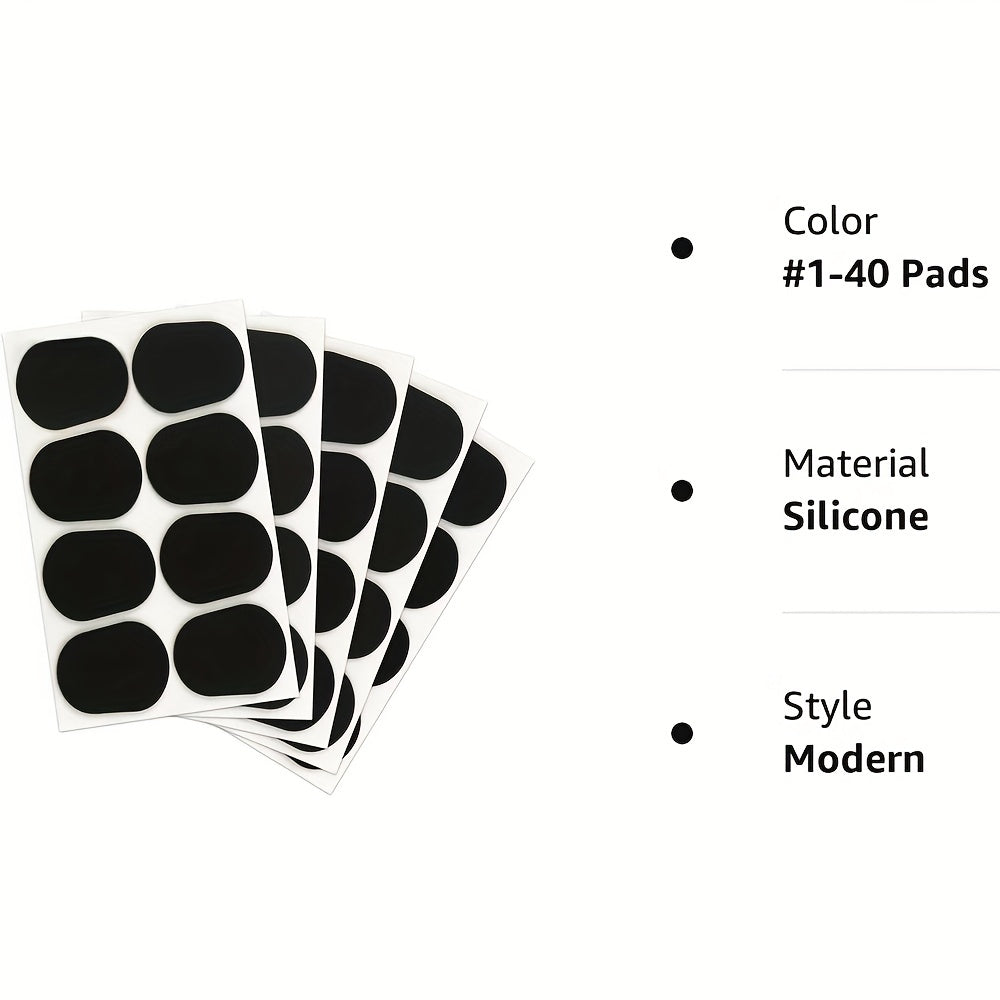 Set of 40 Silicone Mouthpiece Pads for Saxophone and Clarinet Black and White