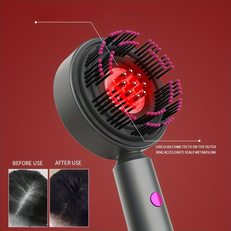 Electric Scalp Massager Comb USB Rechargeable 1500mAh Lithium Battery Red Black