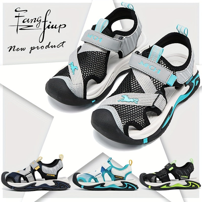 Boy's Breathable Sandals for Outdoor Activities Mesh PU Low Top Casual Beach Water Shoes