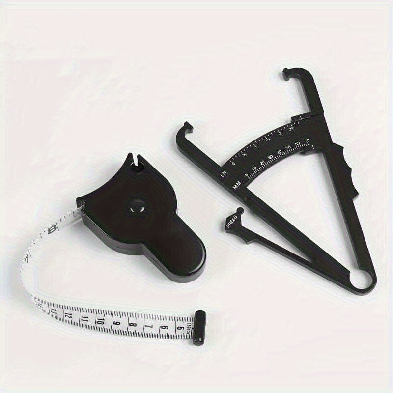 Набор из 2 инструментов для измерения жира в теле - ручной калипер для жира и рулетка в комплекте для мужчин и женщин, портативный фитнес-набор без батареек и электроники, идеальные спортивные принадлежности и подарки
