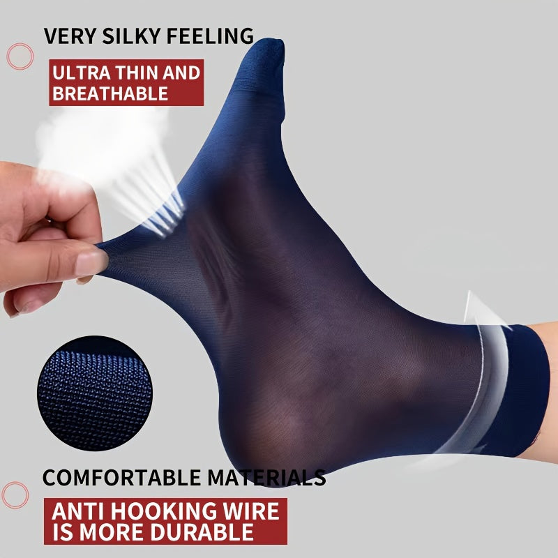 Men's Summer Mid-Calf Socks 10 Pairs Breathable Odor-Resistant Sweat-Absorbing Solid Color