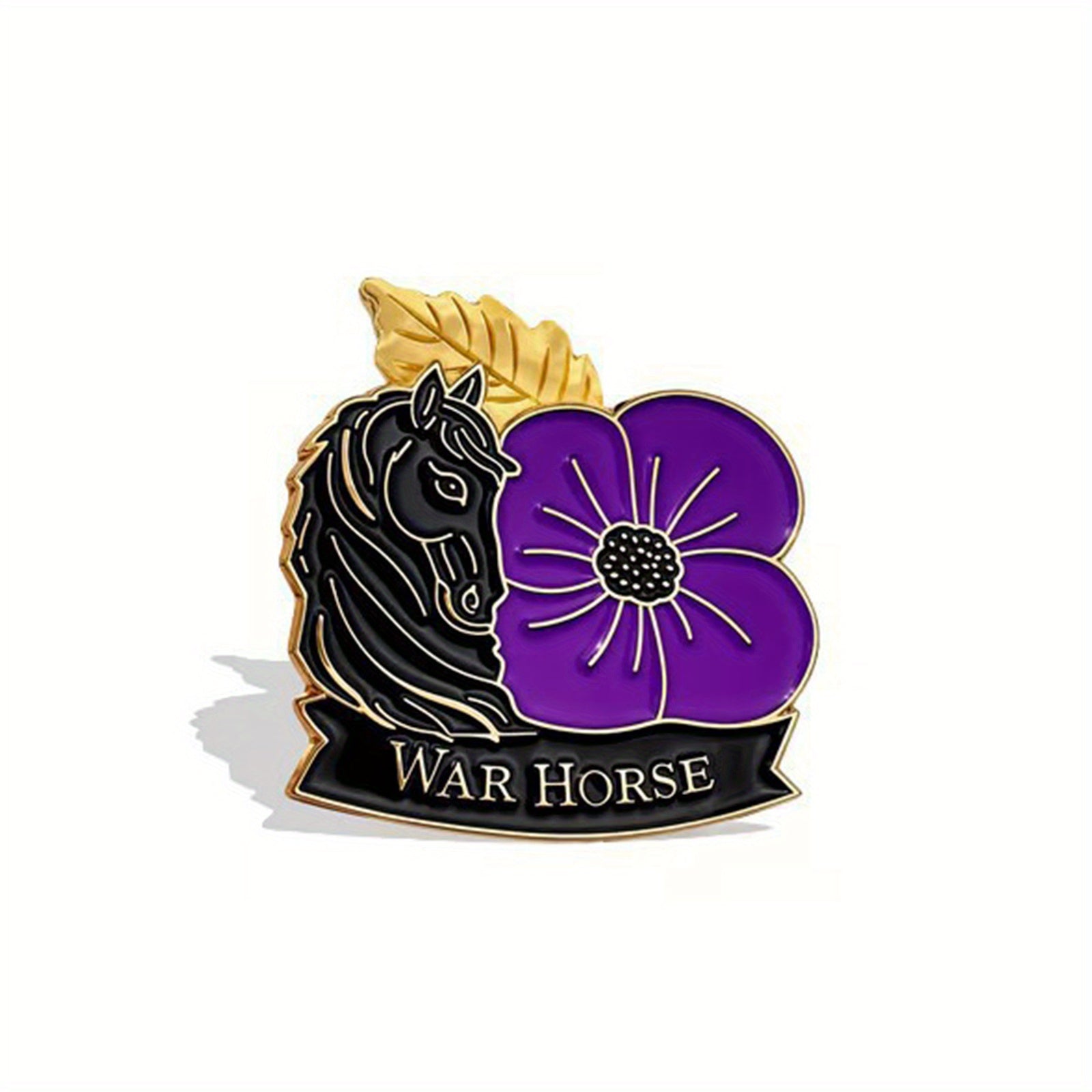 Purple Acrylic Poppy War Horse Brooch Remembrance Pin Military Service Lapel Pin Veterans Support