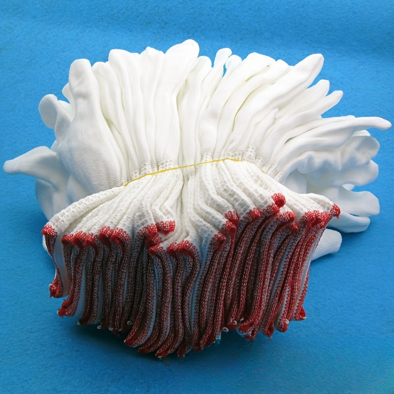 Белые ультратонкие нейлоновые вязаные перчатки - набор из 12 штук - идеально подходят для протирки пыли, точной работы и упаковки - идеально для домашней уборки