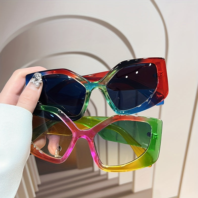 Очки Polygon Y2K с градиентными линзами в цветных блоках для защиты от солнца