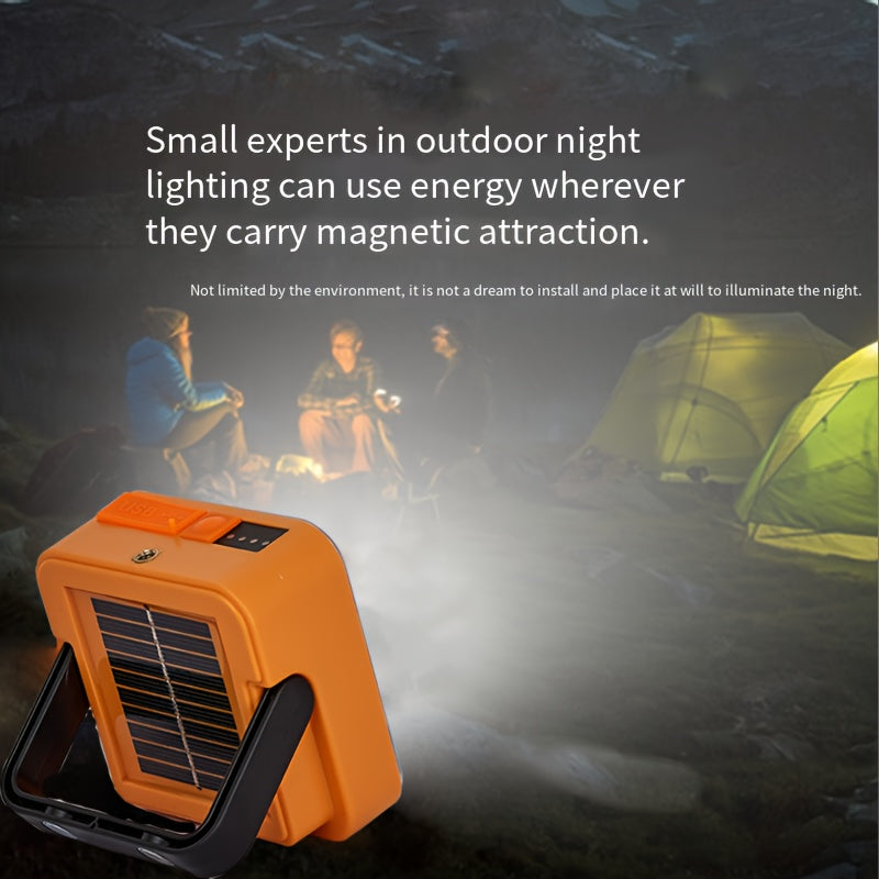 Portable Solar LED Floodlight with Magnetic Base 2400mAh Battery for Camping Fishing Emergency and Outdoor Work
