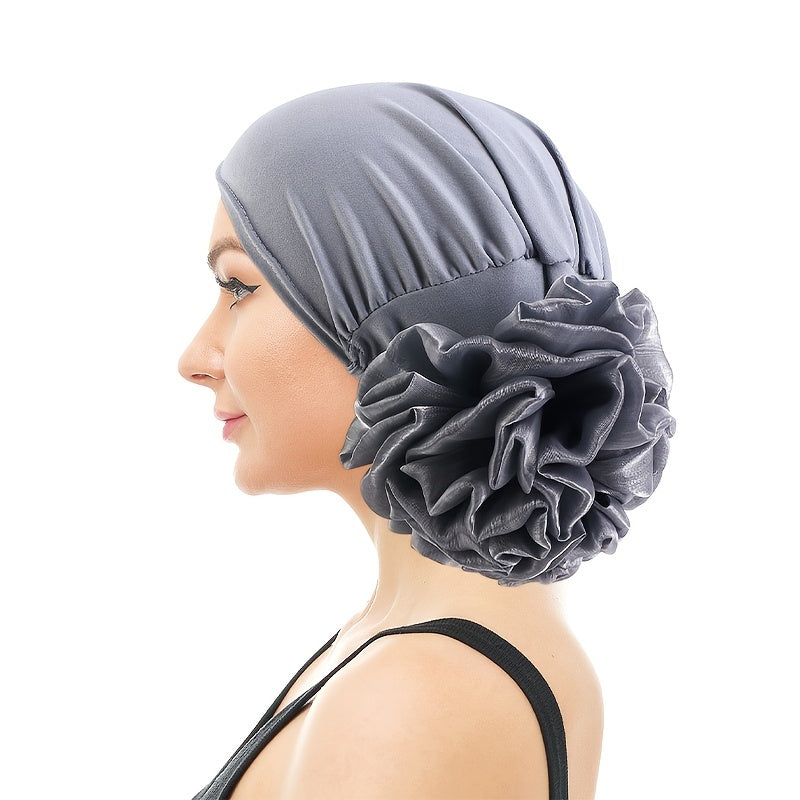 3D Floral Chemo Cap Wrap Hair Bandana Solid Color Turban Head Scarf Beanie