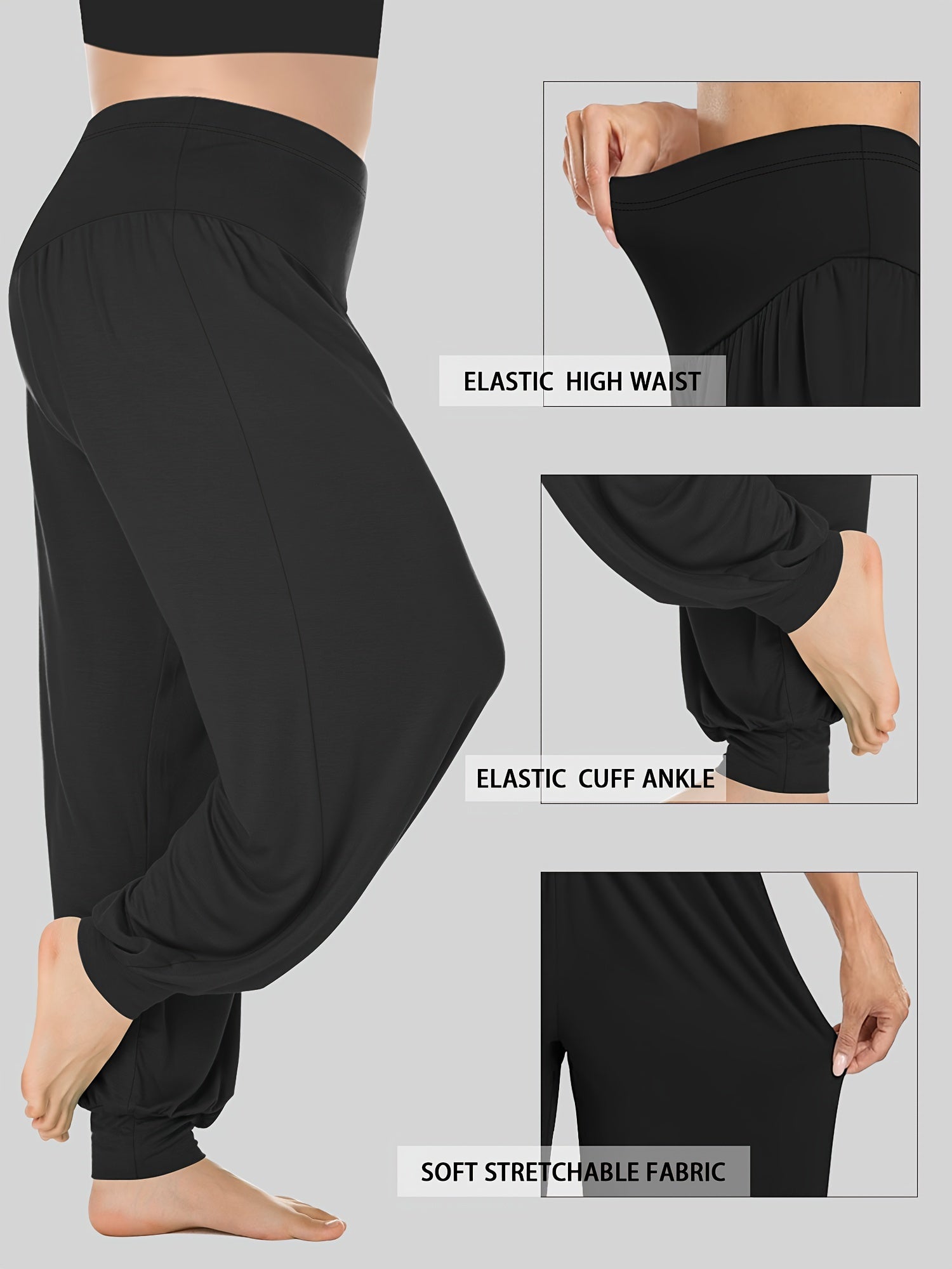 Штаны-лаборатории с высокой талией для женщин plus size из темно-синего эластичного полиэстера с широкими штанинами