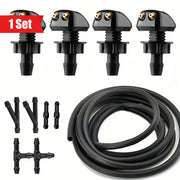 Universal Car Windshield Wiper Nozzle Set 2m Hose 6 Connectors Double Water Spray