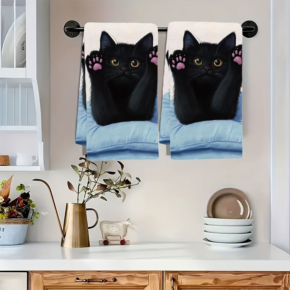 Black Cat Kitchen Towels Ultra-Soft Absorbent Dish Towels for Holiday Decor