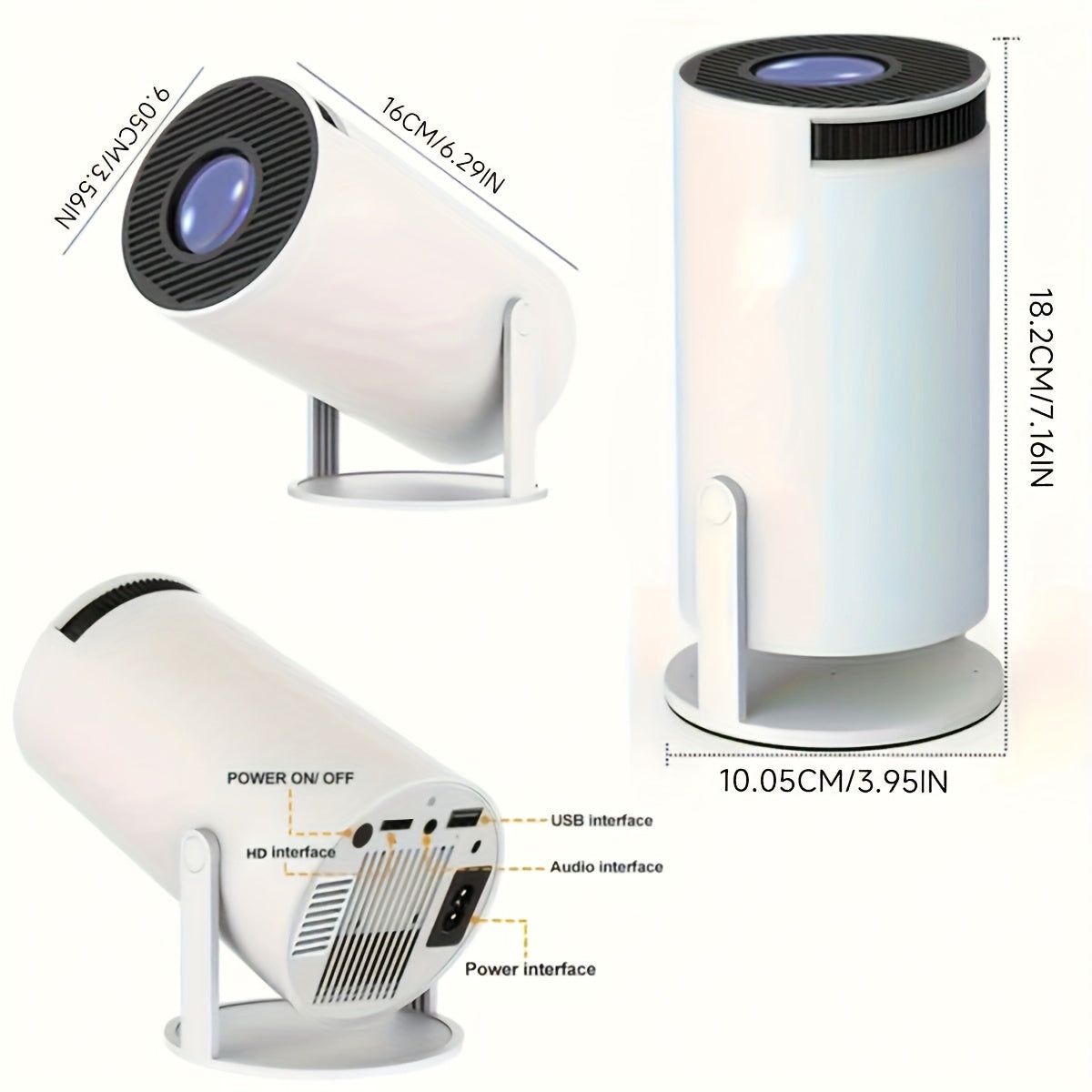 Portable HD Smart Projector Android 12 120ANSI Lumens LCD Display