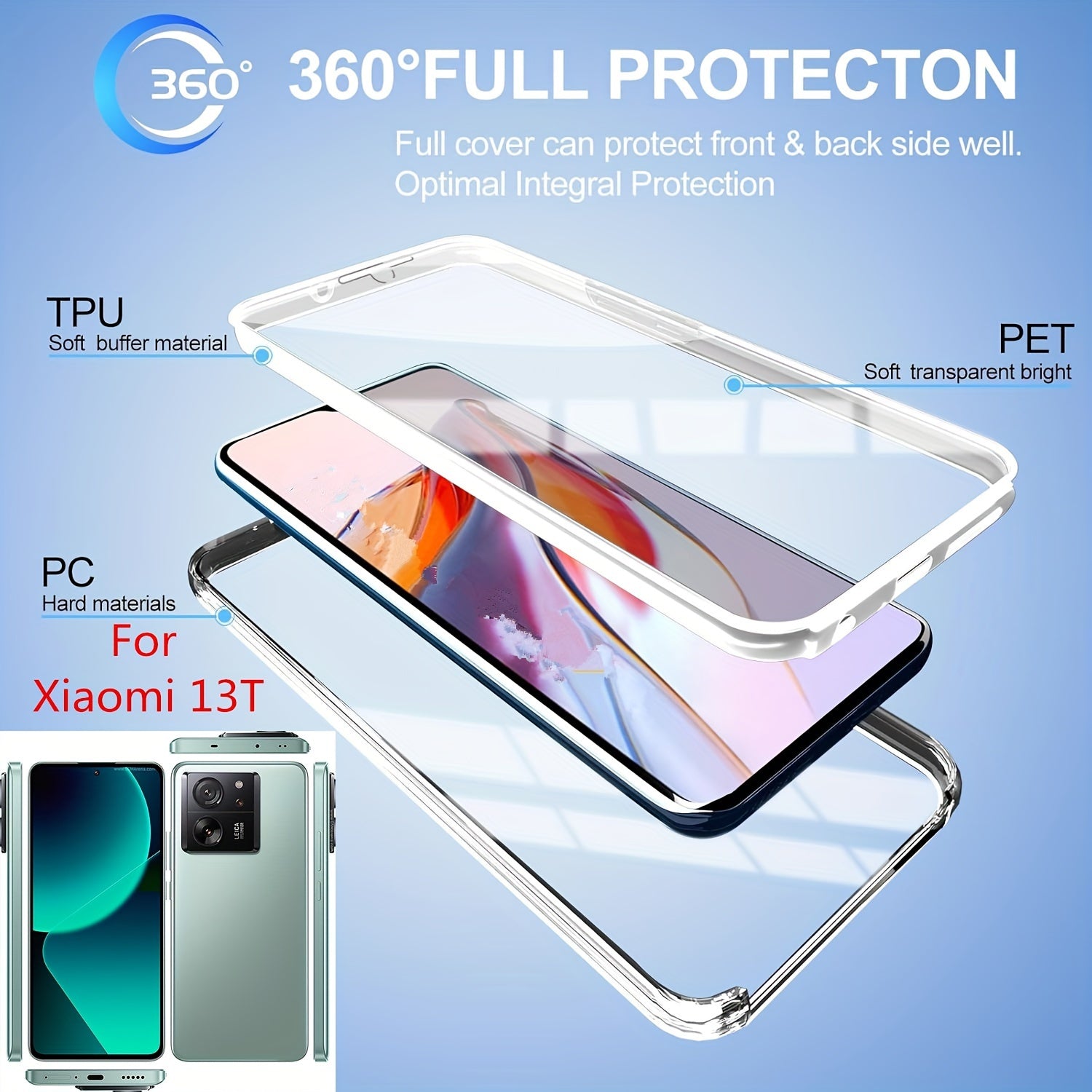 Полный ударопрочный чехол для телефона для моделей Xiaomi Redmi с прозрачной крышкой