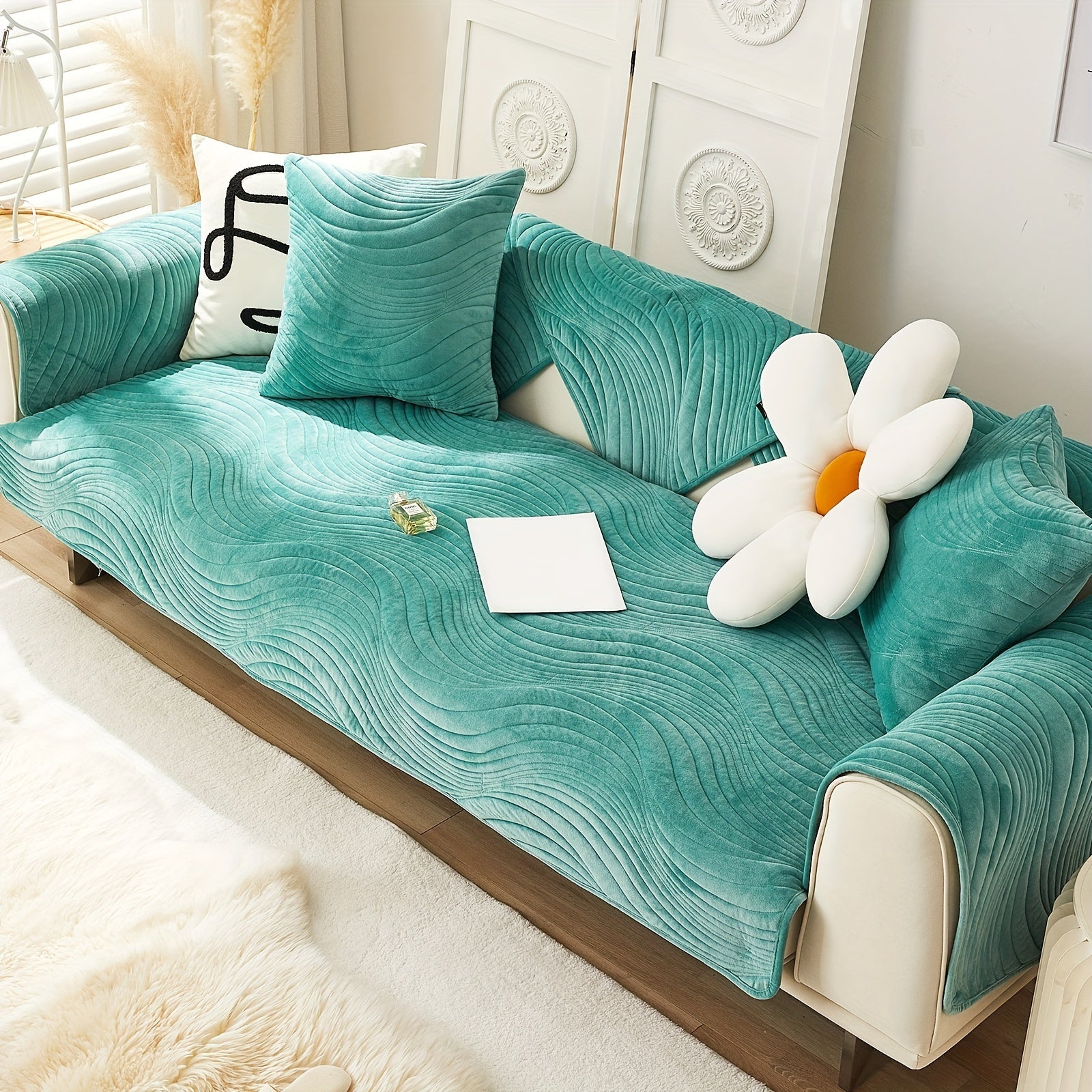 Чехол для дивана в скандинавском стиле из плюша для гостиной и офиса