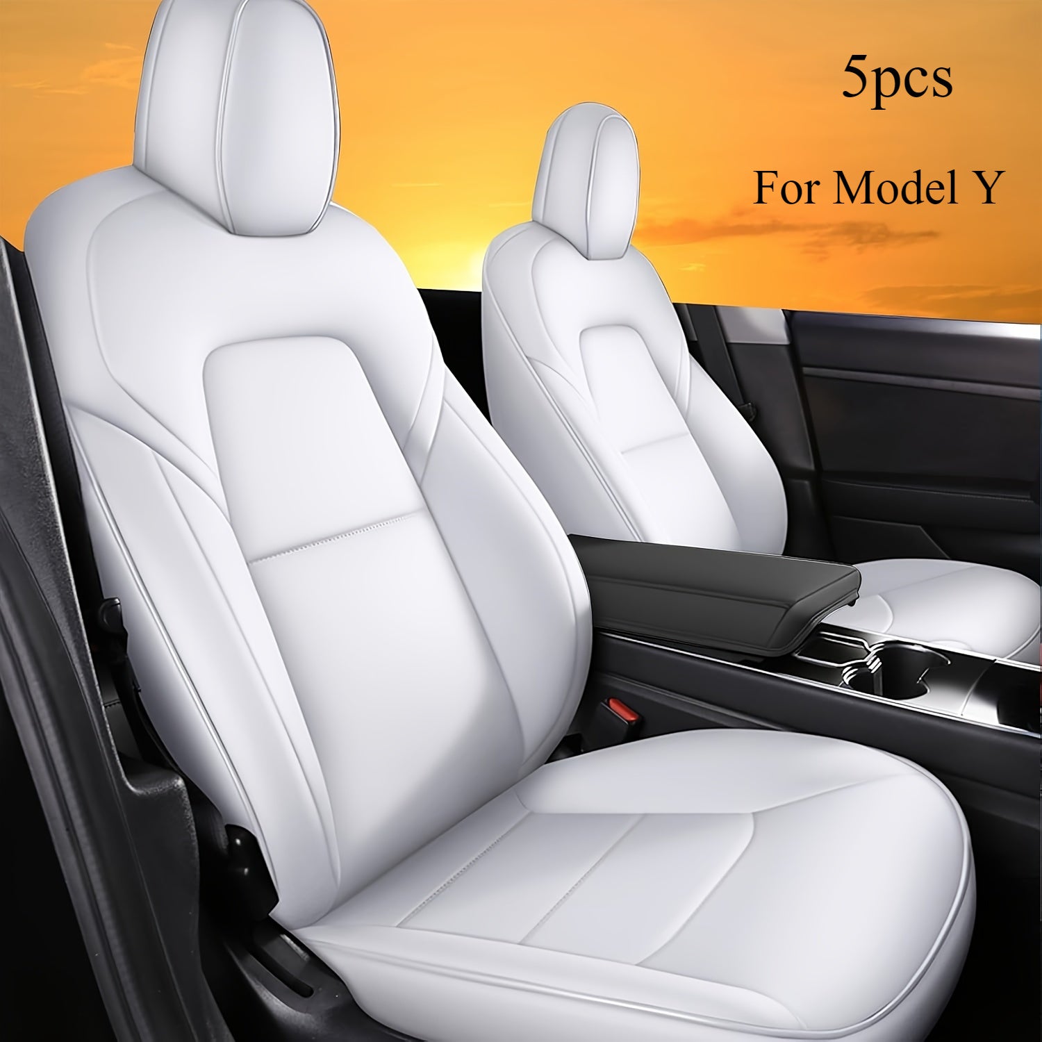 Full Car Five-Seater White Seat Cover for Model Y Custom Fit