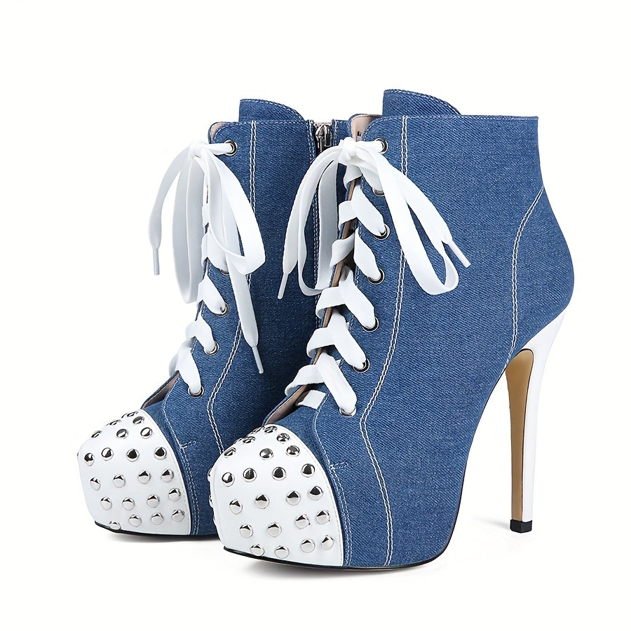 Women's Faux Leather Ankle Boots with Adjustable Strap and Platform Heel