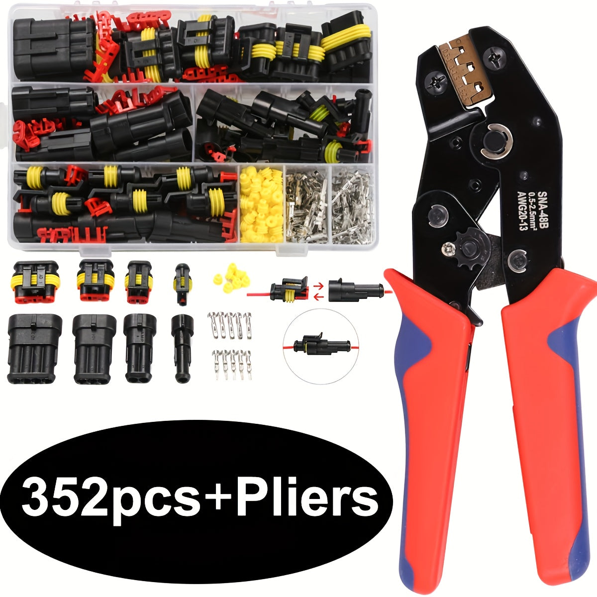 Avtomobil elektr ta'minoti terminali kaliti 352 dona bardoshli pinlar, avtomobil ta'mirlash uchun