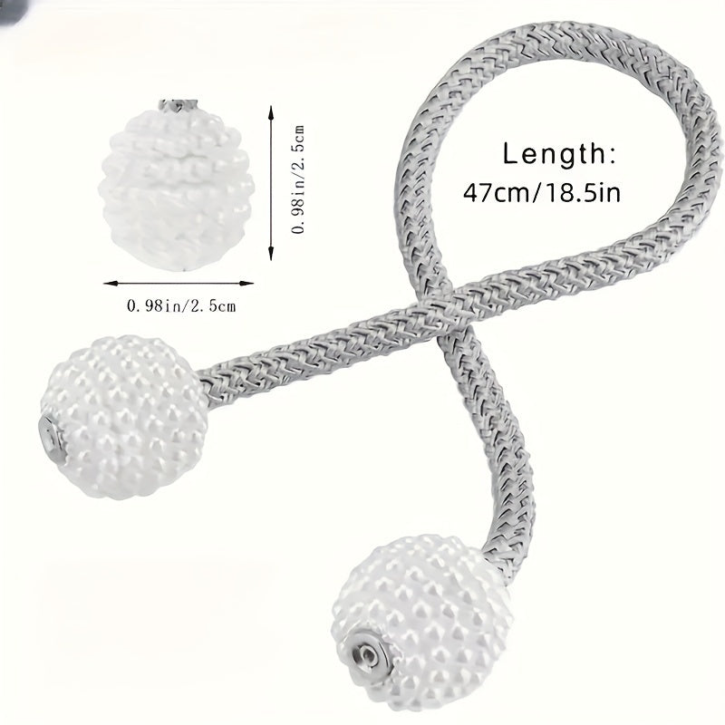 Set of 4 Magnetic Curtain Tiebacks with Faux Pearl Accents for Living Room and Bedroom