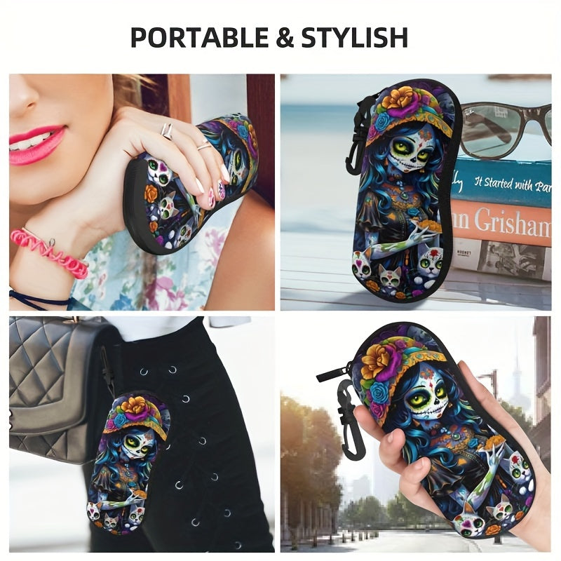 Galaxy Print Glasses Case for Men and Women Rubber Zippered Eyewear Sleeve