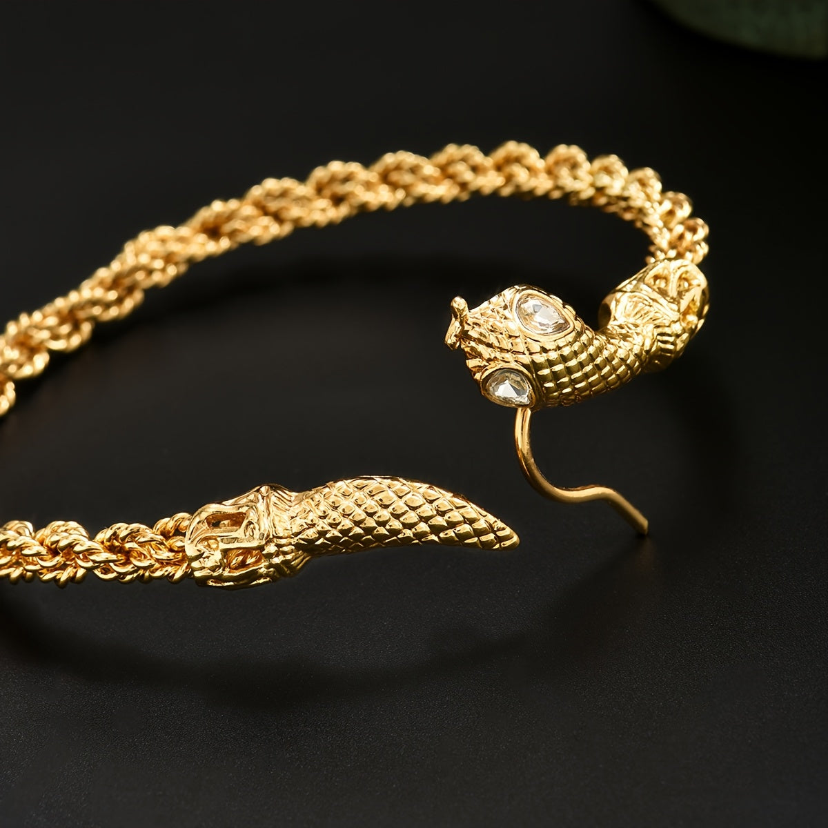 Gold-Tone Snake Twist Cuff Bracelet with Simulated November Birthstone and Glass Accents