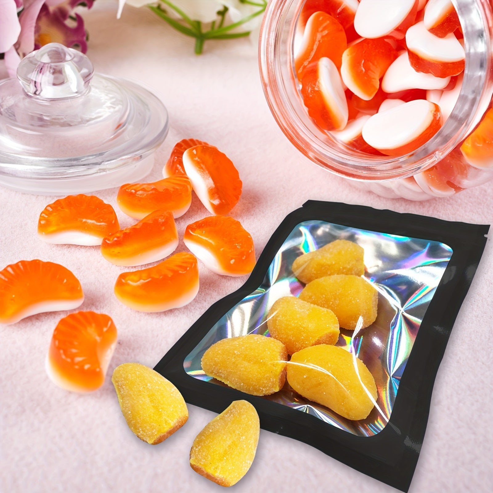 12 голографических сумок для хранения, самозапечатывающиеся, многоразовые, для еды, закусок, конфет, украшений