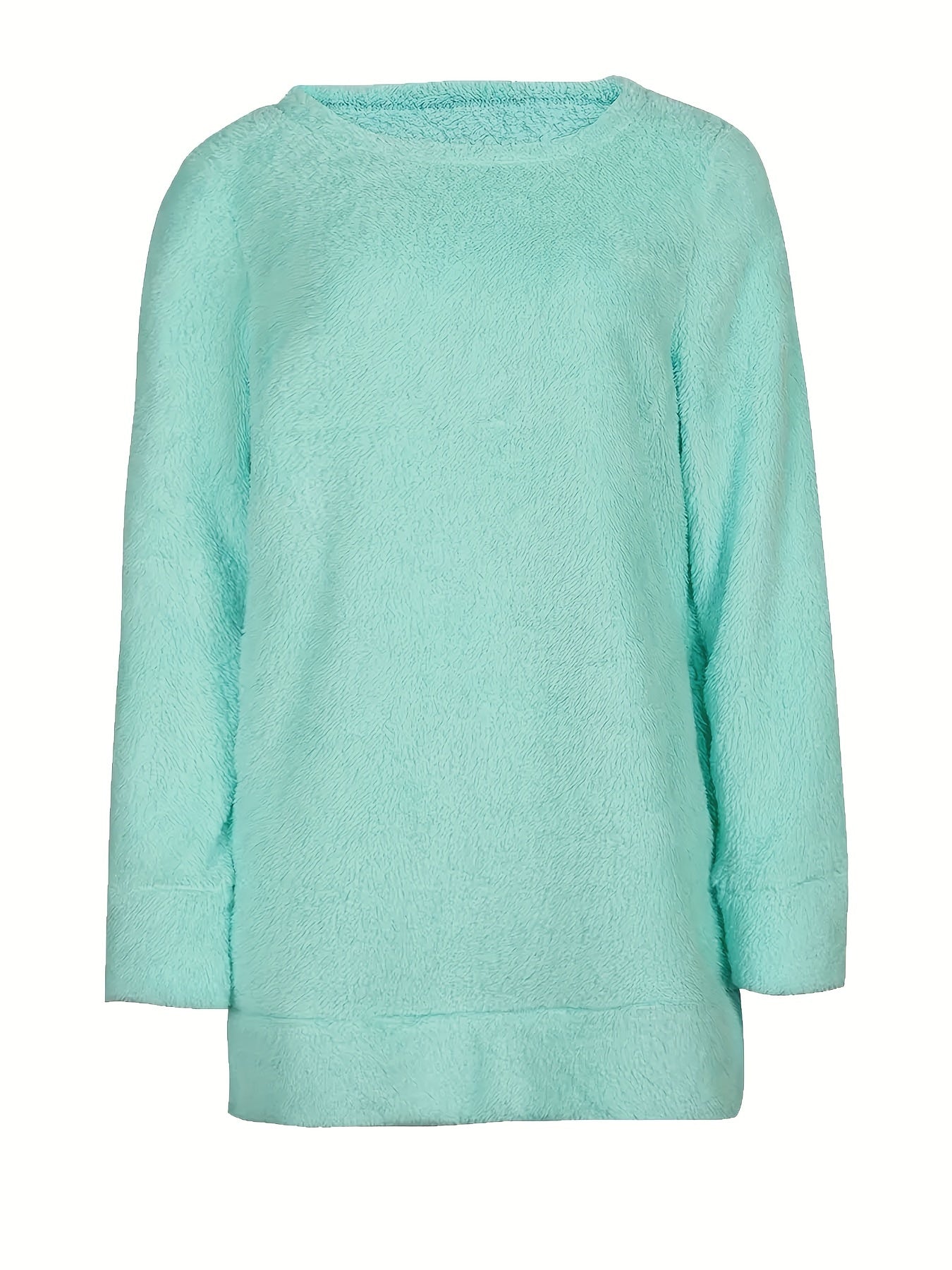 Women's Fleece Loungewear Dress with Pockets Crew Neck Fall Winter Casual