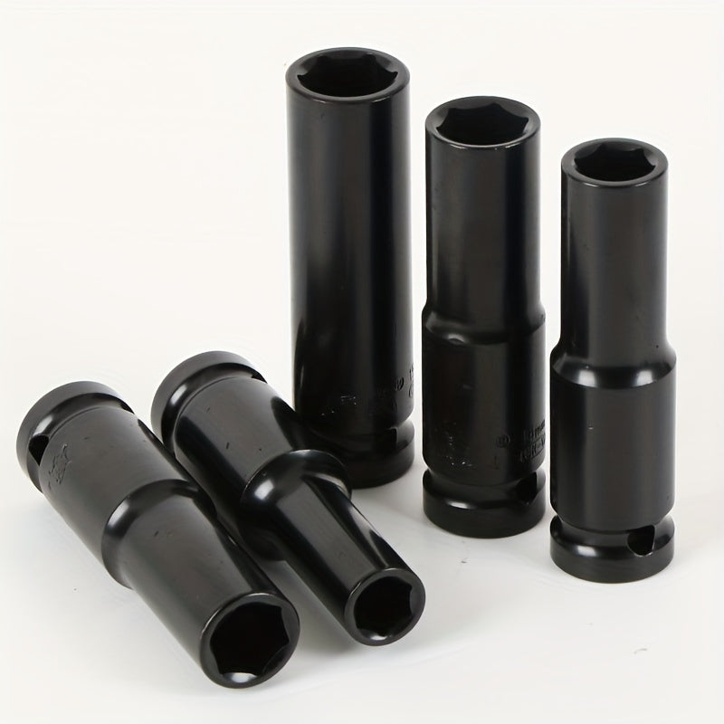 10Pcs Socket Head Set 10-24mm with Impact Wrench Adapter Heavy-Duty Carbon Steel