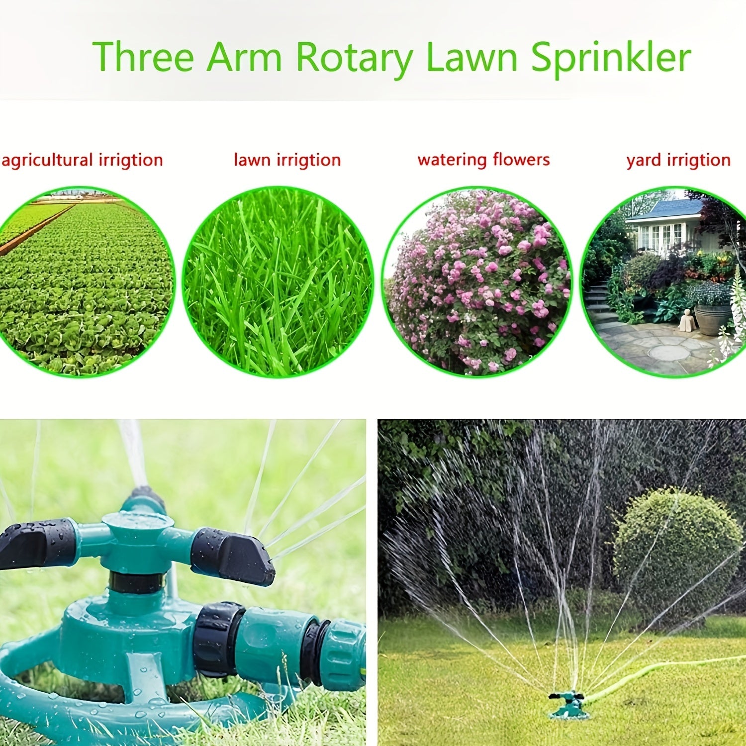 Durable Garden Sprinkler with 360-Degree Rotation Water-Saving Lawn and Plant Irrigation
