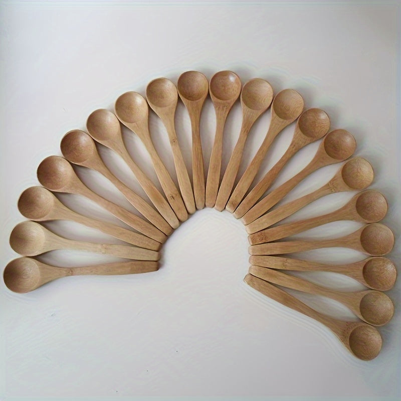 Set of 6 Wooden Long Handle Spoons for Coffee and Cooking