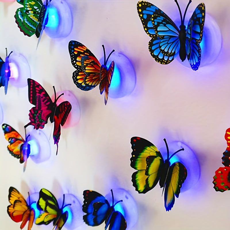 6/9pcs 3D Glowing Double-Layered Butterfly Decorations for Home Wedding Festival