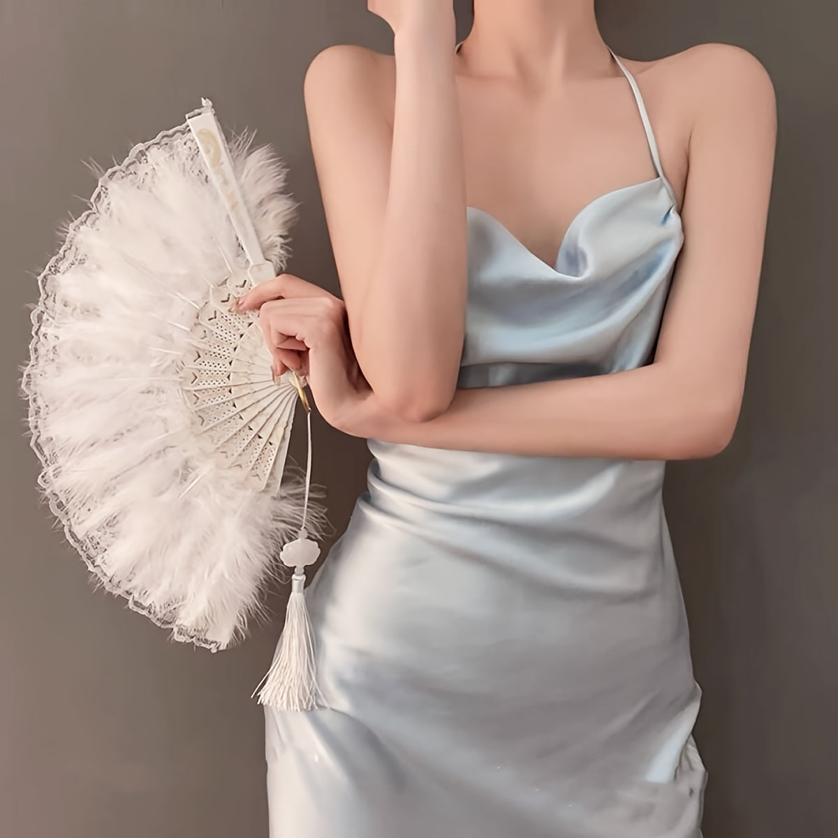 Vintage Black Lace Folding Fan for Women Chinese Style Dance Accessory