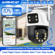 4K Dual-Lens WiFi Security Camera with Night Vision Motion Detection and Two-Way Audio