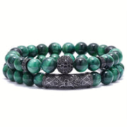 Set of 2 Tiger Eye Beaded Bracelets 8mm Stretchy Yoga Accessories for Men