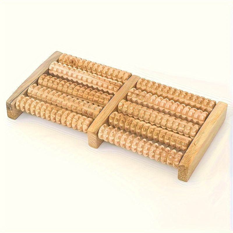Handmade Wooden Foot Massager with Dual Rollers for Pain Relief and Blood Flow