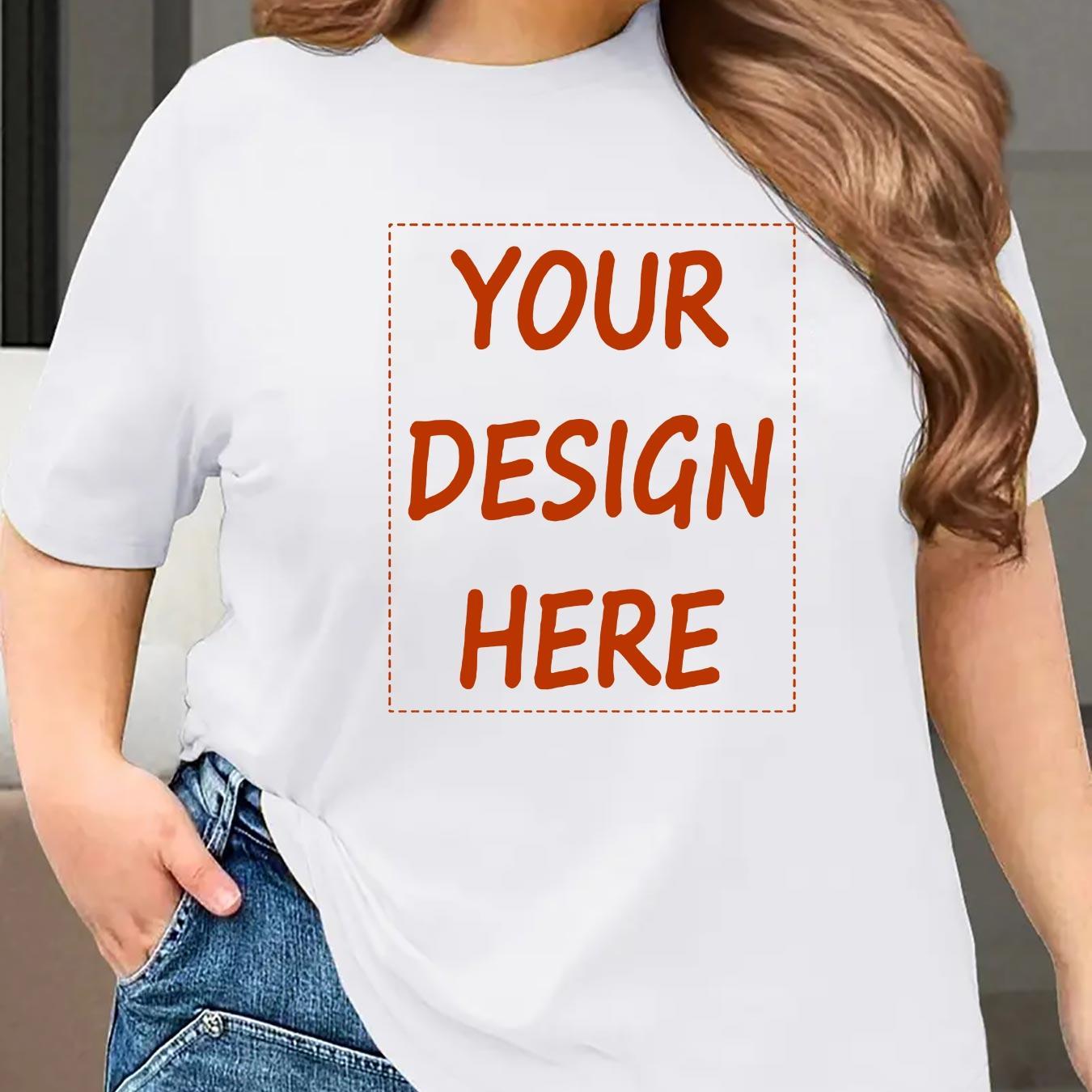 Plus Size Women's Customizable Breathable Short Sleeve T-Shirt