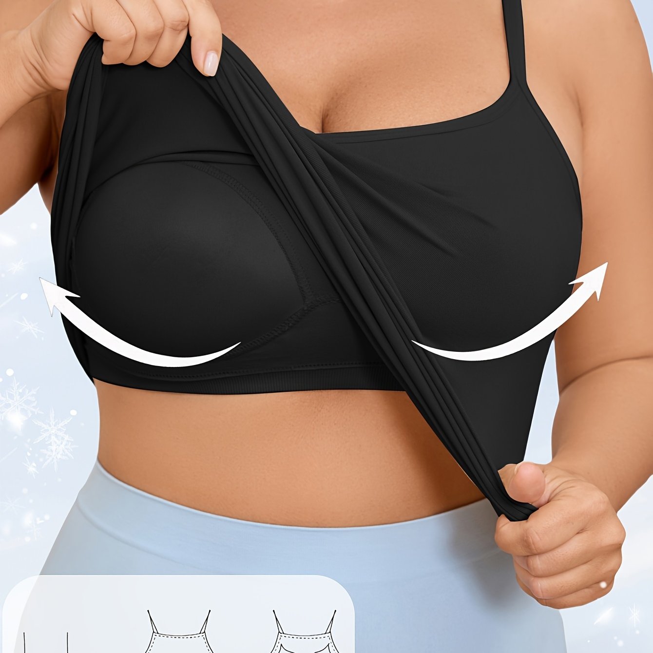 Plus-Size Seamless Elastic Camisole with Built-in Pads for Women