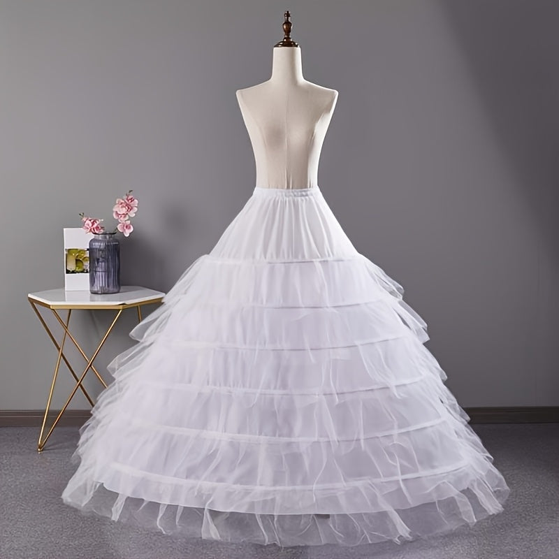 Women's White Crinoline Petticoat with 6 Hoops Floor-Length for Wedding Prom